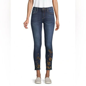 Driftwood Jackie Mid Rise Embroidered Floral Denim Jeans  - W26